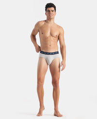 Super Combed Cotton Elastane Stretch Solid Brief with Ultrasoft Waistband - Harbor Mist
