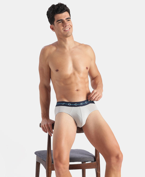 Super Combed Cotton Elastane Stretch Solid Brief with Ultrasoft Waistband - Harbor Mist