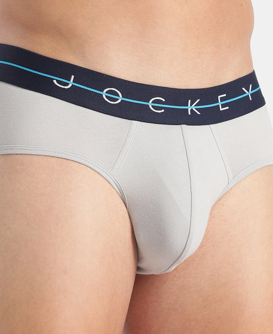 Super Combed Cotton Elastane Stretch Solid Brief with Ultrasoft Waistband - Harbor Mist