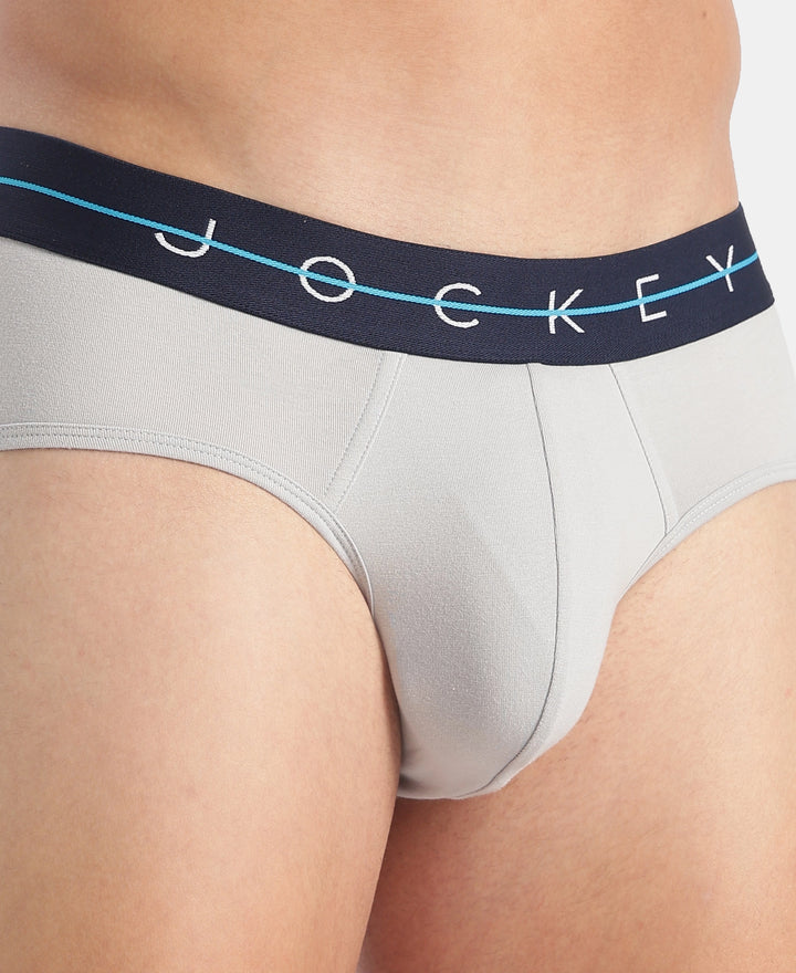 Super Combed Cotton Elastane Stretch Solid Brief with Ultrasoft Waistband - Harbor Mist