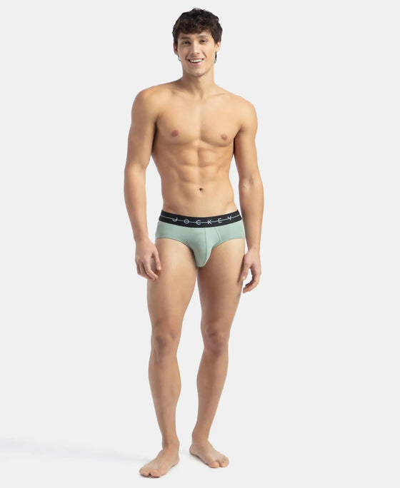 Super Combed Cotton Elastane Stretch Solid Brief with Ultrasoft Waistband - Iceberg Green
