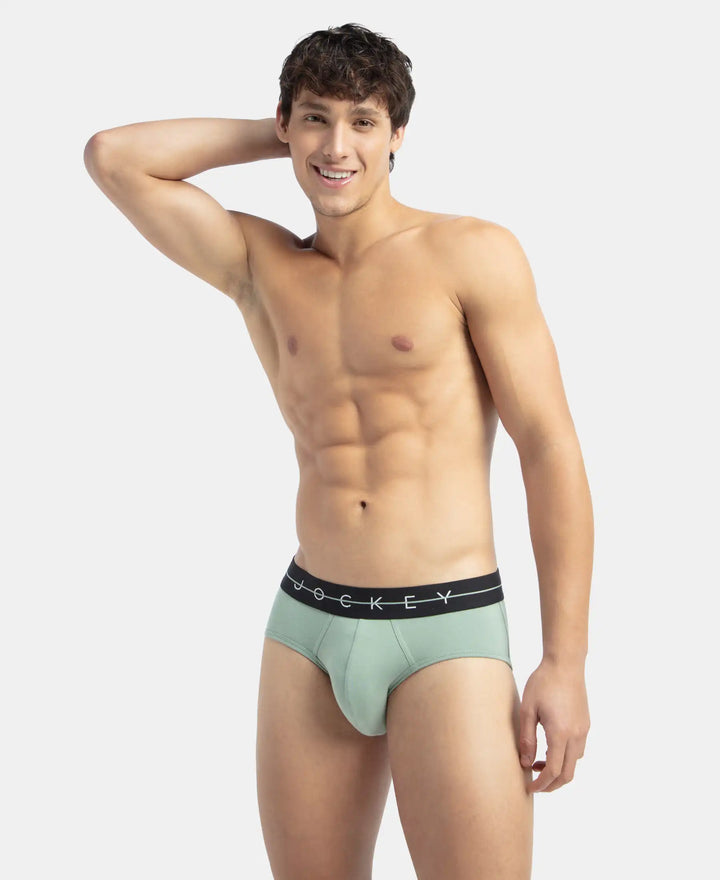 Super Combed Cotton Elastane Stretch Solid Brief with Ultrasoft Waistband - Iceberg Green