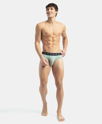 Super Combed Cotton Elastane Stretch Solid Brief with Ultrasoft Waistband - Iceberg Green