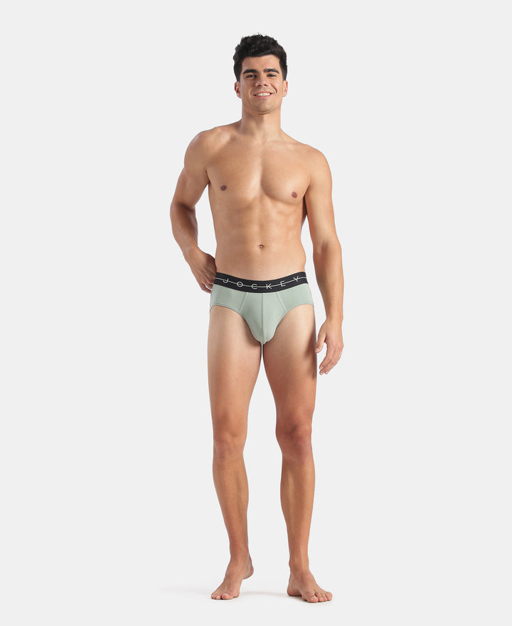 Super Combed Cotton Elastane Stretch Solid Brief with Ultrasoft Waistband - Jadeite