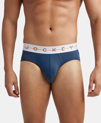 Super Combed Cotton Elastane Stretch Solid Brief with Ultrasoft Waistband - Mid Night Navy & Monument (Pack of 2)