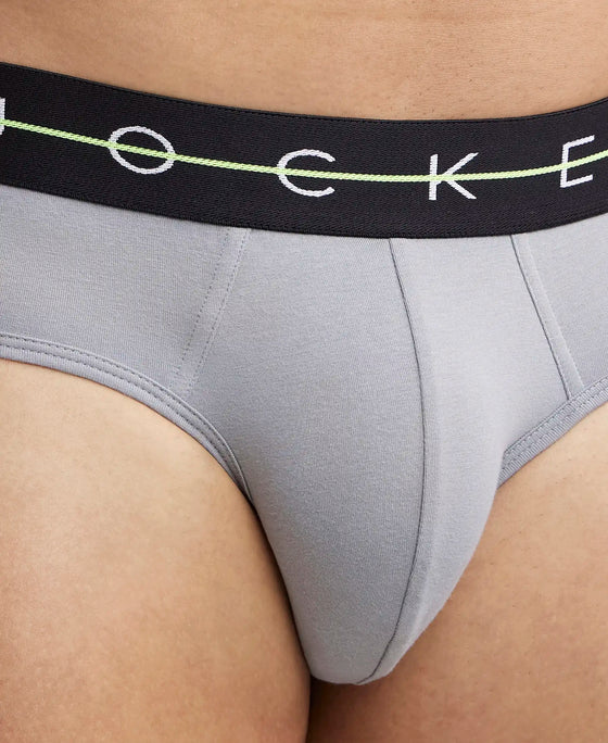 Super Combed Cotton Elastane Stretch Solid Brief with Ultrasoft Waistband - Mid Night Navy & Monument (Pack of 2)