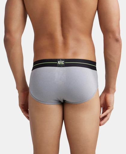 Super Combed Cotton Elastane Stretch Solid Brief with Ultrasoft Waistband - Mid Night Navy & Monument (Pack of 2)