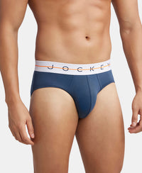 Super Combed Cotton Elastane Stretch Solid Brief with Ultrasoft Waistband - Mid Night Navy
