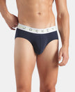 Super Combed Cotton Elastane Stretch Solid Brief with Ultrasoft Waistband - Navy