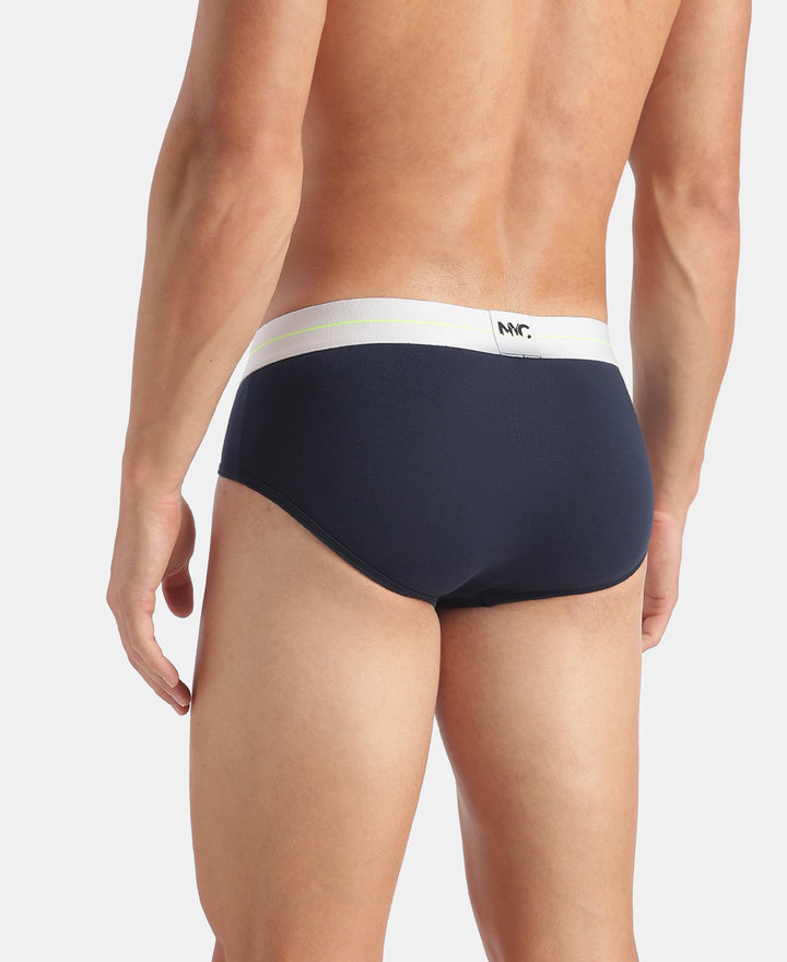 Super Combed Cotton Elastane Stretch Solid Brief with Ultrasoft Waistband - Navy