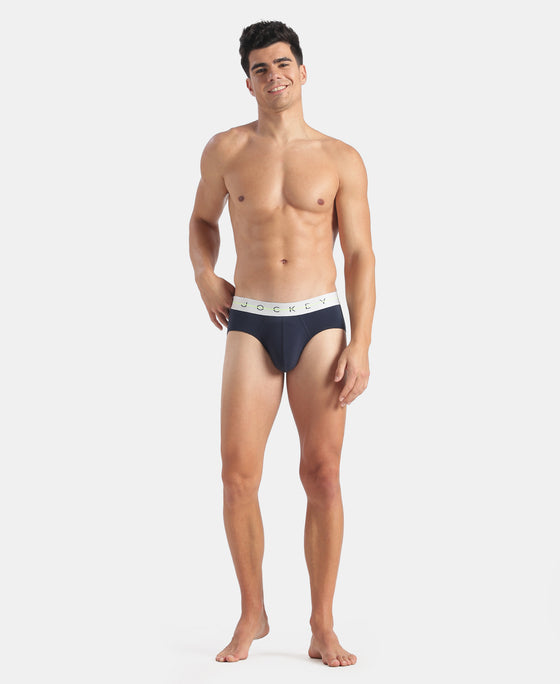 Super Combed Cotton Elastane Stretch Solid Brief with Ultrasoft Waistband - Navy