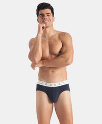Super Combed Cotton Elastane Stretch Solid Brief with Ultrasoft Waistband - Navy