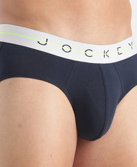 Super Combed Cotton Elastane Stretch Solid Brief with Ultrasoft Waistband - Navy
