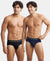 Super Combed Cotton Elastane Stretch Solid Brief with Ultrasoft Waistband - Navy & Black (Pack of 2)