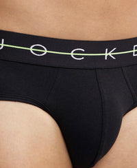 Super Combed Cotton Elastane Stretch Solid Brief with Ultrasoft Waistband - Navy & Black (Pack of 2)