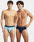 Super Combed Cotton Elastane Stretch Solid Brief with Ultrasoft Waistband - Navy & Dusk Blue (Pack of 2)