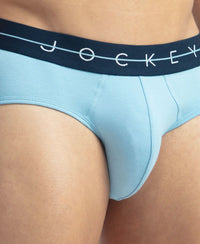 Super Combed Cotton Elastane Stretch Solid Brief with Ultrasoft Waistband - Navy & Dusk Blue (Pack of 2)