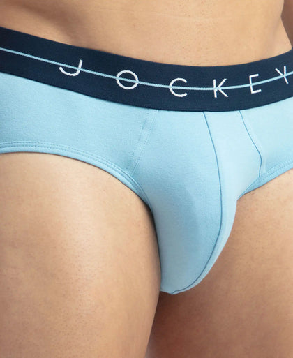 Super Combed Cotton Elastane Stretch Solid Brief with Ultrasoft Waistband - Navy & Dusk Blue (Pack of 2)