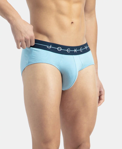 Super Combed Cotton Elastane Stretch Solid Brief with Ultrasoft Waistband - Navy & Dusk Blue (Pack of 2)