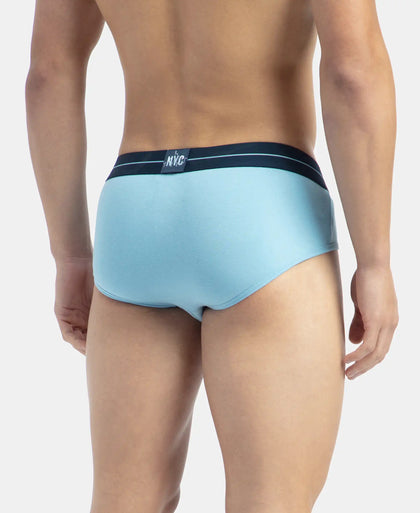 Super Combed Cotton Elastane Stretch Solid Brief with Ultrasoft Waistband - Navy & Dusk Blue (Pack of 2)