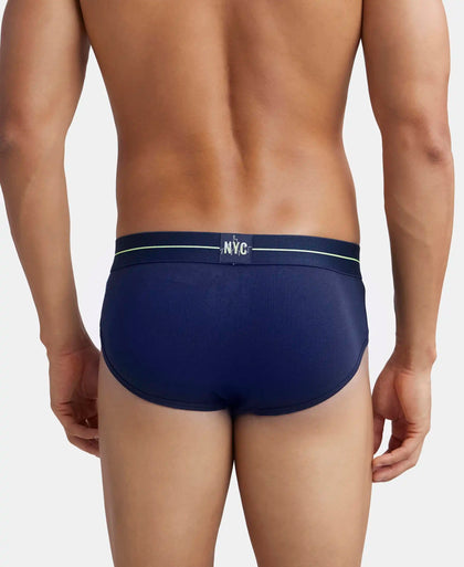 Super Combed Cotton Elastane Stretch Solid Brief with Ultrasoft Waistband - Navy & Dusk Blue (Pack of 2)