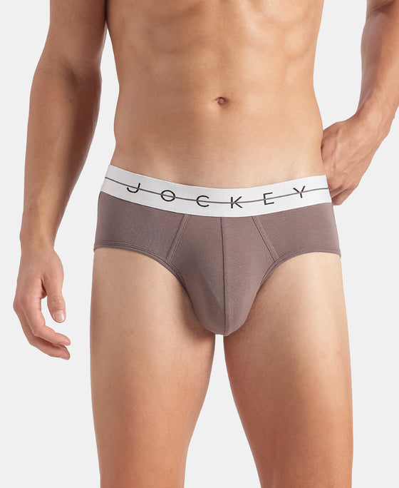 Super Combed Cotton Elastane Stretch Solid Brief with Ultrasoft Waistband - Plum Truffle
