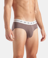 Super Combed Cotton Elastane Stretch Solid Brief with Ultrasoft Waistband - Plum Truffle