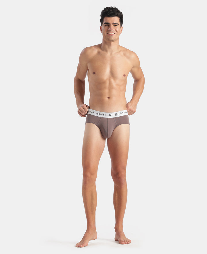 Super Combed Cotton Elastane Stretch Solid Brief with Ultrasoft Waistband - Plum Truffle