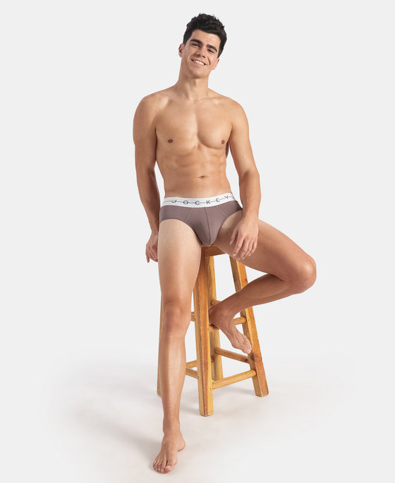 Super Combed Cotton Elastane Stretch Solid Brief with Ultrasoft Waistband - Plum Truffle