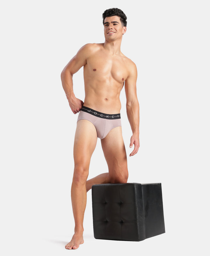 Super Combed Cotton Elastane Stretch Solid Brief with Ultrasoft Waistband - Purple Dove
