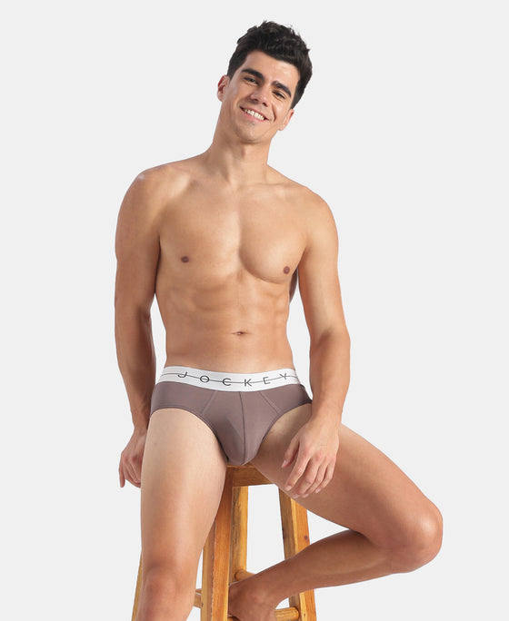 Super Combed Cotton Elastane Stretch Solid Brief with Ultrasoft Waistband - Roan Rouge & Plum Truffle (Pack of 2)