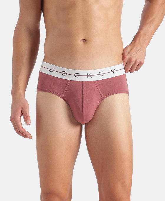 Super Combed Cotton Elastane Stretch Solid Brief with Ultrasoft Waistband - Roan Rouge & Plum Truffle (Pack of 2)