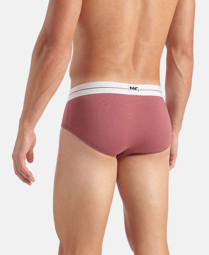 Super Combed Cotton Elastane Stretch Solid Brief with Ultrasoft Waistband - Roan Rouge & Plum Truffle (Pack of 2)
