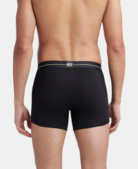 Super Combed Cotton Elastane Stretch Solid Trunk with Ultrasoft Waistband - Black & Graphite (Pack of 2)