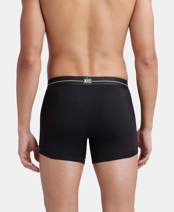 Super Combed Cotton Elastane Stretch Solid Trunk with Ultrasoft Waistband - Black & Graphite (Pack of 2)