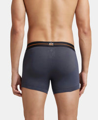 Super Combed Cotton Elastane Stretch Solid Trunk with Ultrasoft Waistband - Black & Graphite (Pack of 2)
