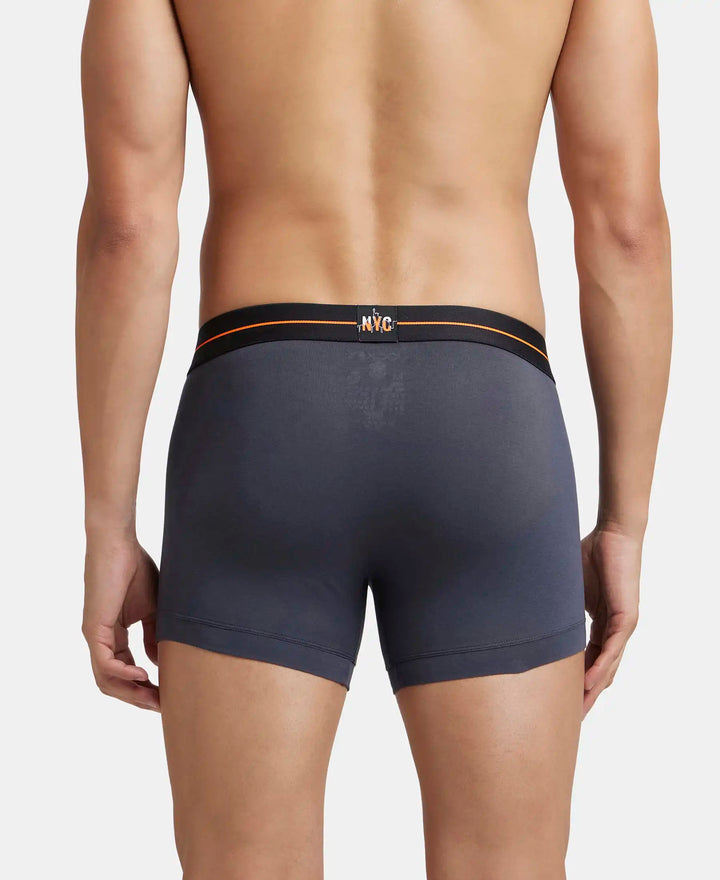 Super Combed Cotton Elastane Stretch Solid Trunk with Ultrasoft Waistband - Black & Graphite (Pack of 2)