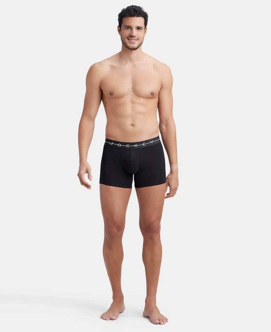 Super Combed Cotton Elastane Stretch Solid Trunk with Ultrasoft Waistband - Black & Graphite (Pack of 2)