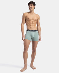 Super Combed Cotton Elastane Stretch Solid Trunk with Ultrasoft Waistband - Black & Iceberg Green (Pack of 2)