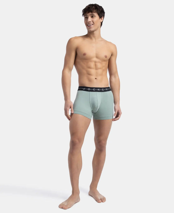 Super Combed Cotton Elastane Stretch Solid Trunk with Ultrasoft Waistband - Black & Iceberg Green (Pack of 2)