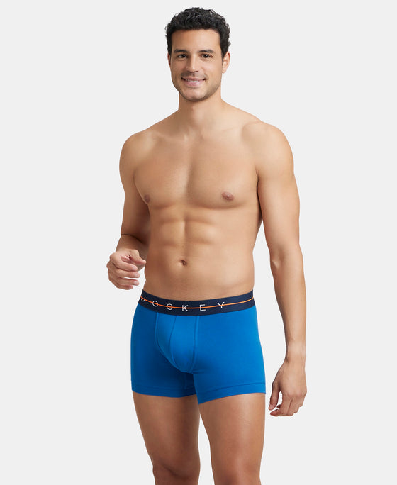 Super Combed Cotton Elastane Stretch Solid Trunk with Ultrasoft Waistband - Classic Blue