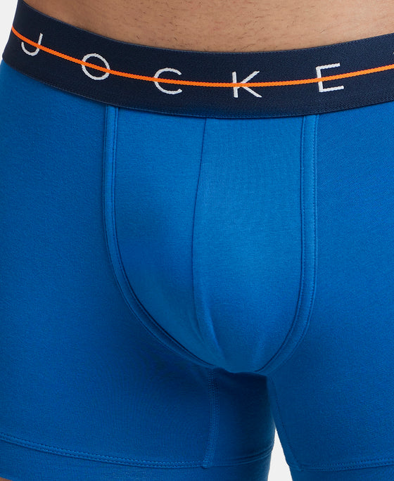 Super Combed Cotton Elastane Stretch Solid Trunk with Ultrasoft Waistband - Classic Blue
