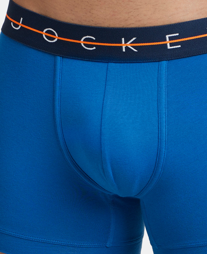 Super Combed Cotton Elastane Stretch Solid Trunk with Ultrasoft Waistband - Classic Blue