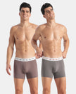 Super Combed Cotton Elastane Stretch Solid Trunk with Ultrasoft Waistband - Gunmetal & Purple Dove (Pack of 2)