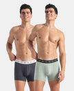 Super Combed Cotton Elastane Stretch Solid Trunk with Ultrasoft Waistband - Black & Golden Poppy (Pack of 2)