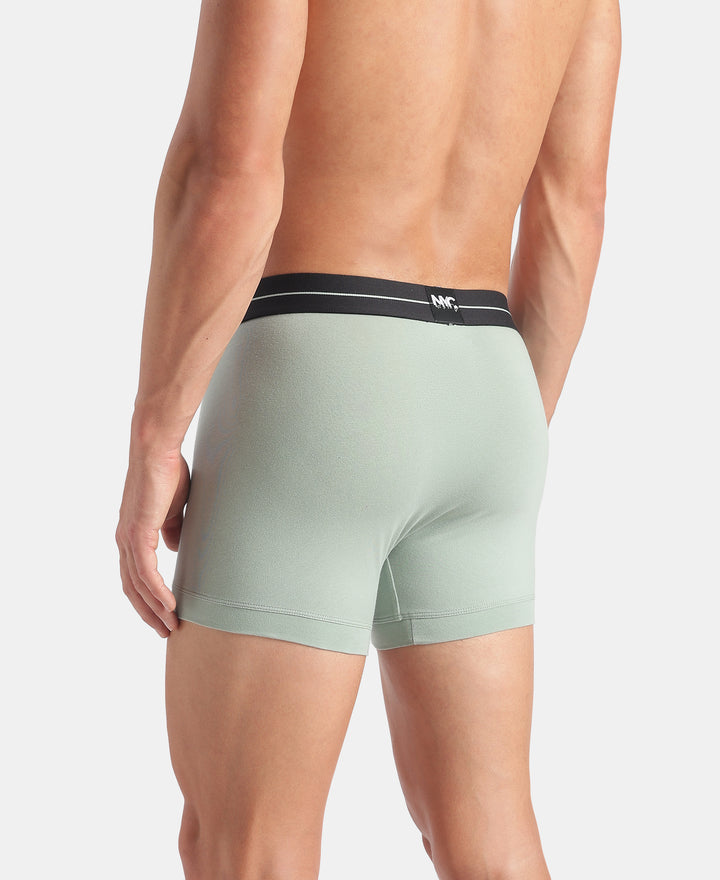 Super Combed Cotton Elastane Stretch Solid Trunk with Ultrasoft Waistband - Black & Golden Poppy (Pack of 2)