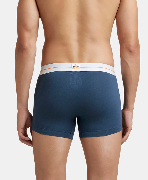 Super Combed Cotton Elastane Stretch Solid Trunk with Ultrasoft Waistband - Mid Night Navy & Monument (Pack of 2)