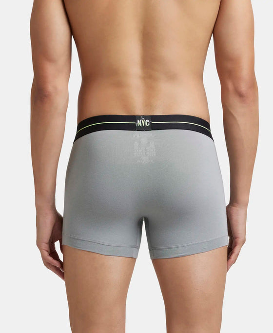 Super Combed Cotton Elastane Stretch Solid Trunk with Ultrasoft Waistband - Mid Night Navy & Monument (Pack of 2)