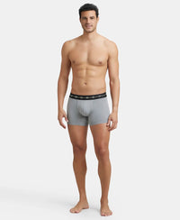 Super Combed Cotton Elastane Stretch Solid Trunk with Ultrasoft Waistband - Mid Night Navy & Monument (Pack of 2)