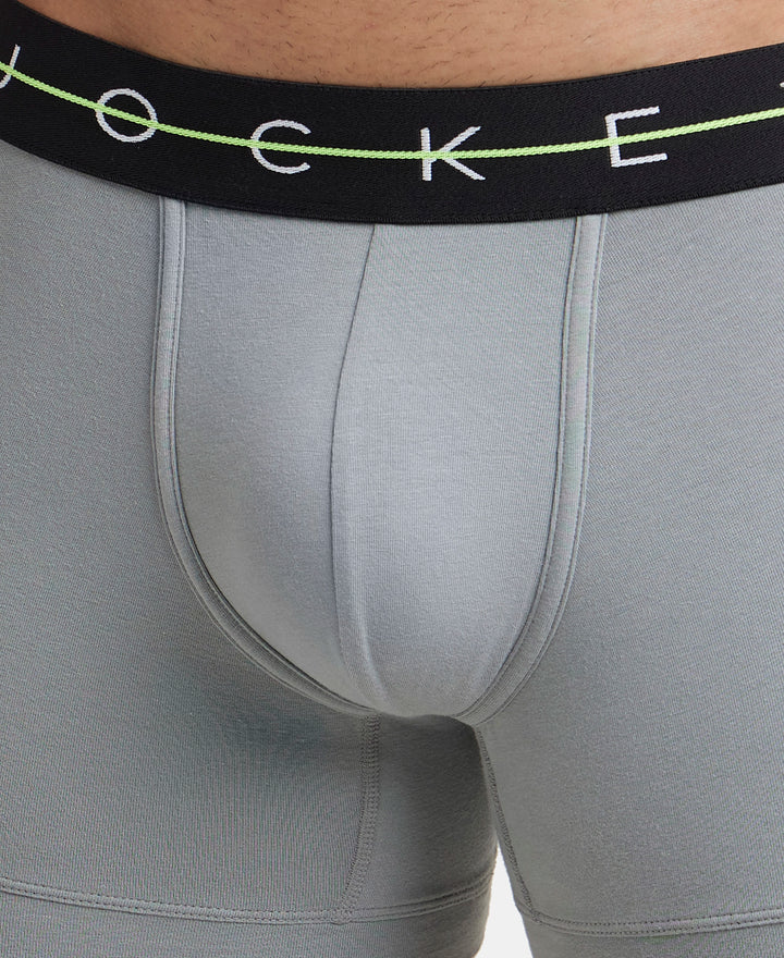 Super Combed Cotton Elastane Stretch Solid Trunk with Ultrasoft Waistband - Monument